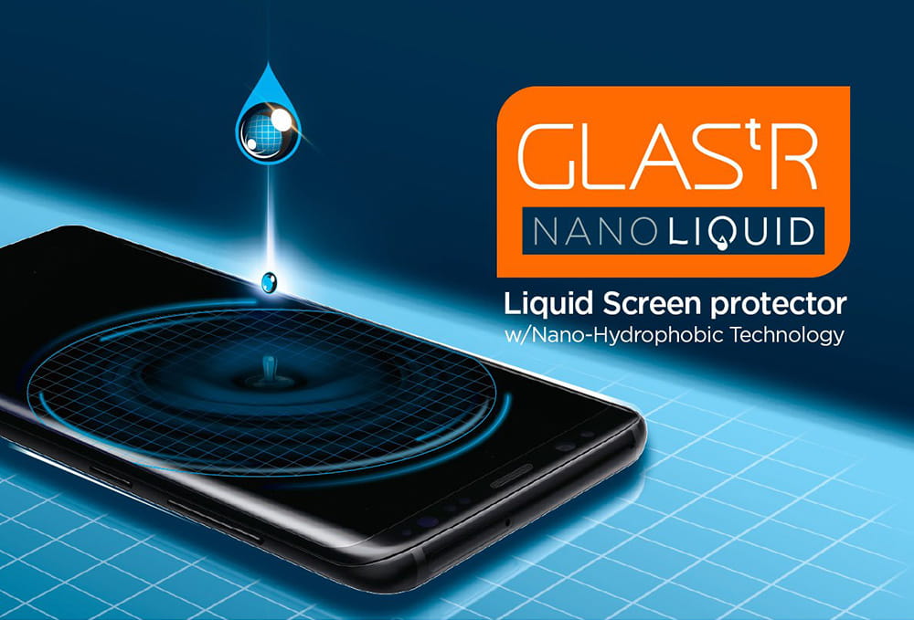 Flüssigfolie/-Glas Spigen GLAStR Nano Liquid mit nano-hydrophober Beschichtung aus Siliziumdioxid - für jedes Gerät.