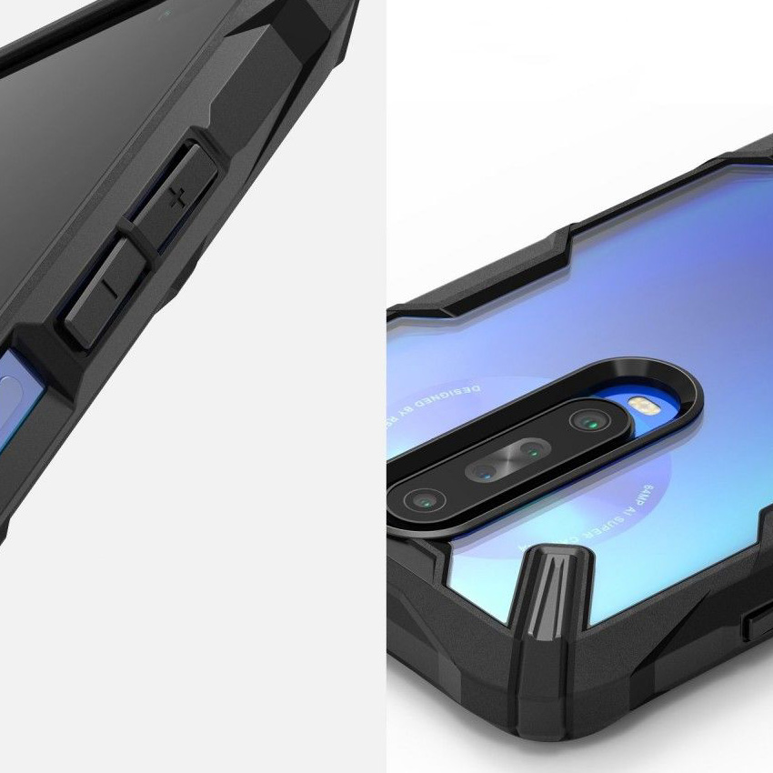 Schutzhülle Rearth Ringke Fusion X für Xiaomi 10T / Redmi K30, transparent mit dem schwarzen Rahmen