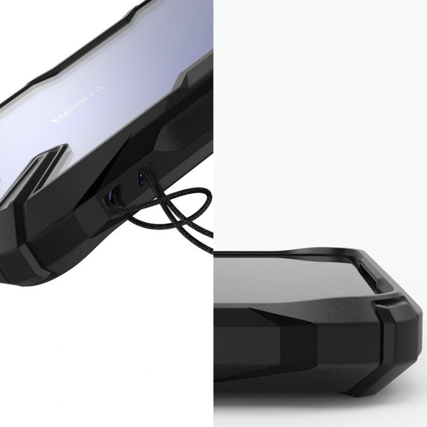 Schutzhülle Rearth Ringke Fusion X für Xiaomi 10T / Redmi K30, transparent mit dem schwarzen Rahmen