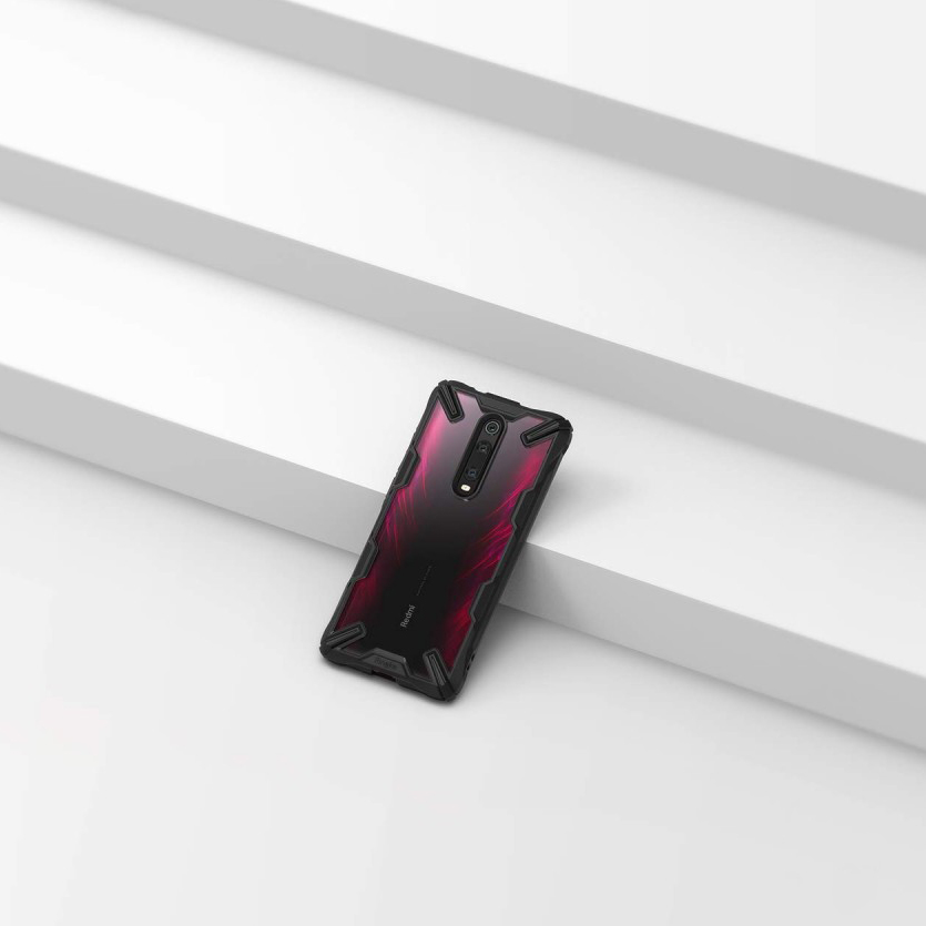 Schutzhülle Rearth Ringke Fusion X für Xiaomi Mi 9T / Mi 9T Pro, transparent mit dem schwarzen Rahmen