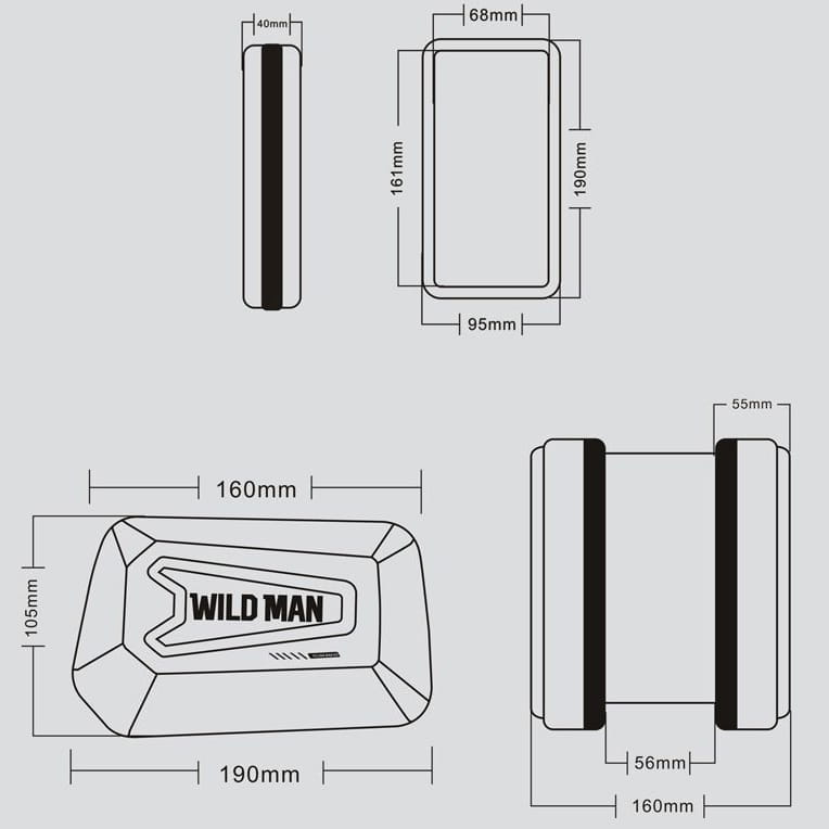 Dreifache Fahrradgepäcktasche WildMan HardPouch "XL", schwarz.